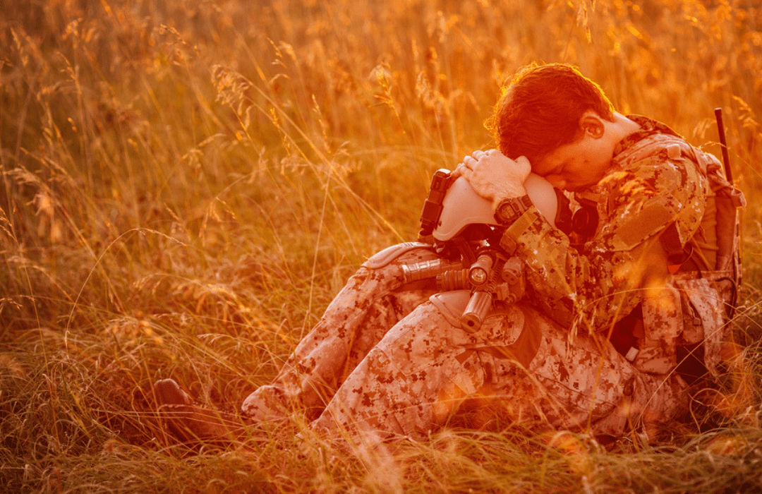 military member anxious in the field