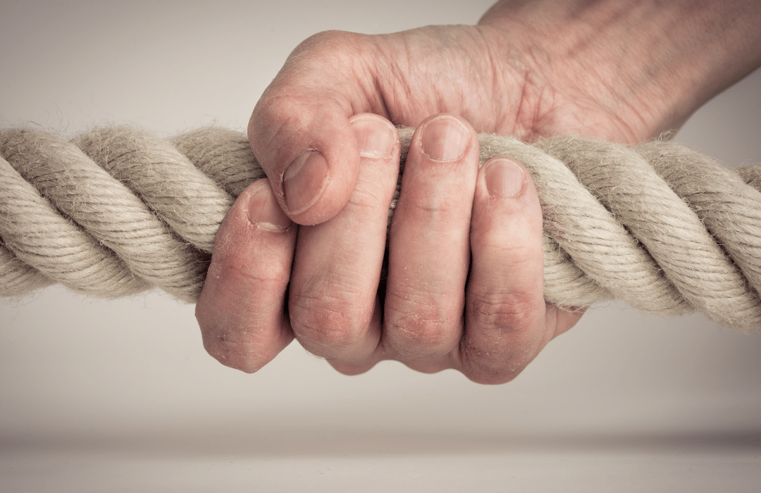 Grip workout with a rope