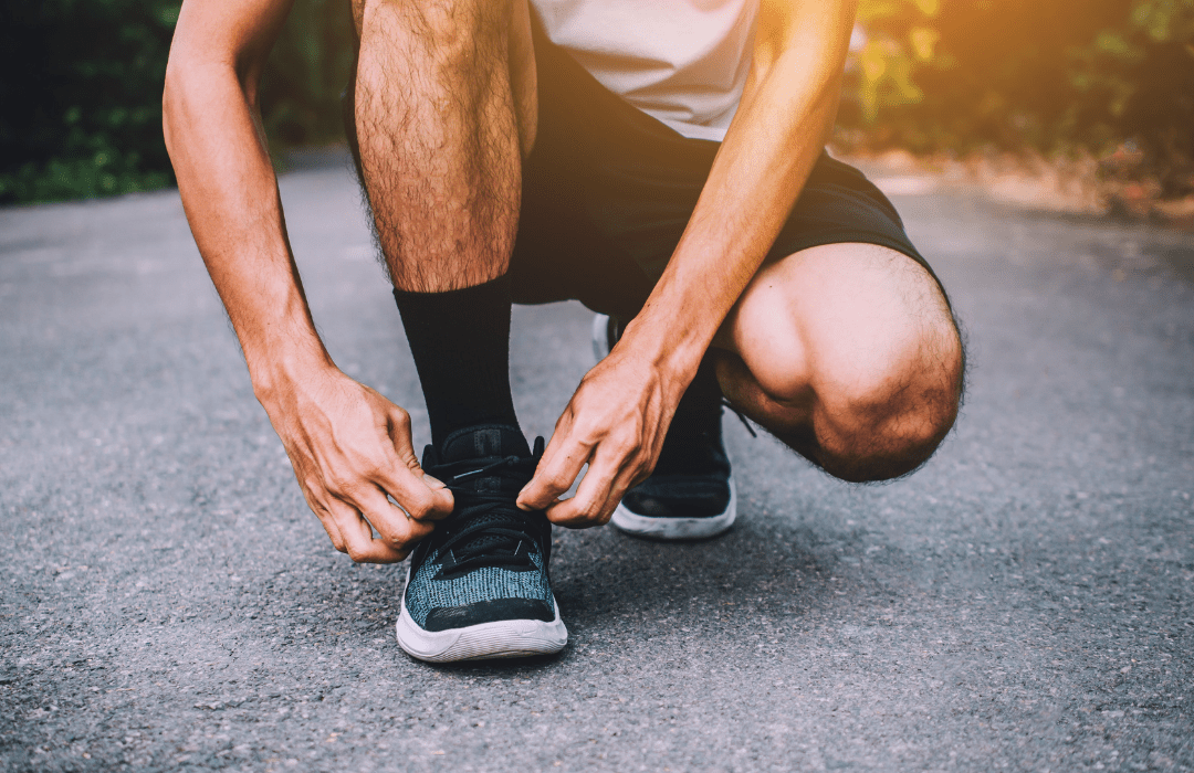tying shoes before running to help prevent injuries