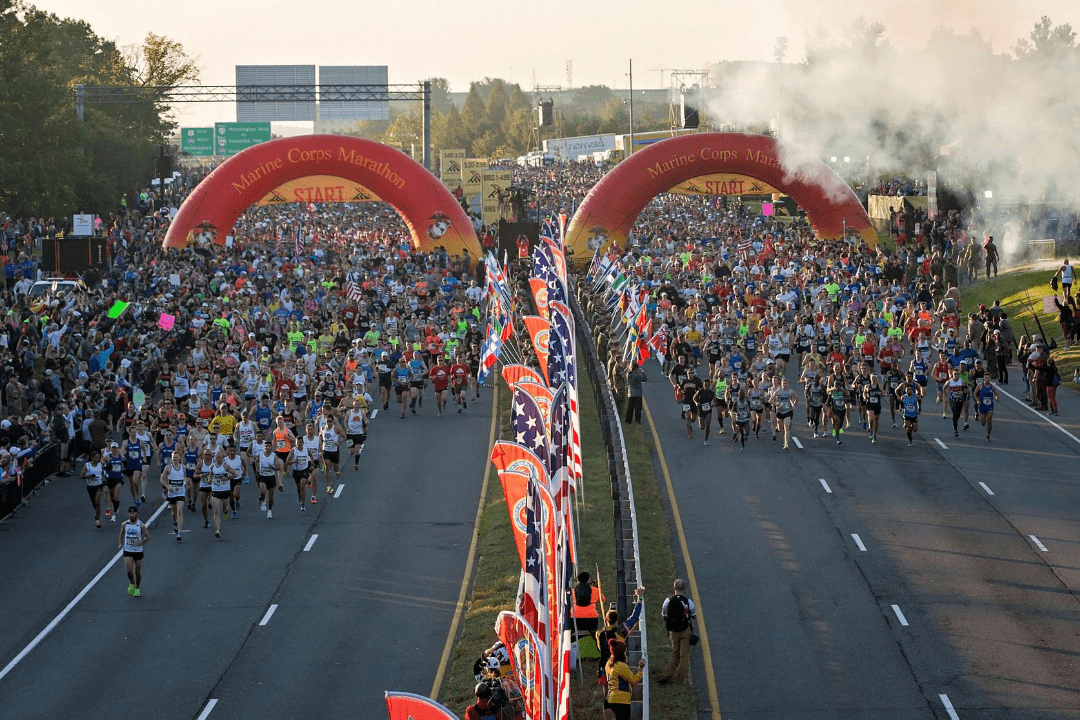 preparing to start a marathon