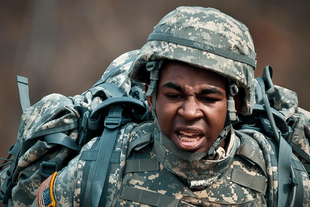 military member enduring pain during physical training