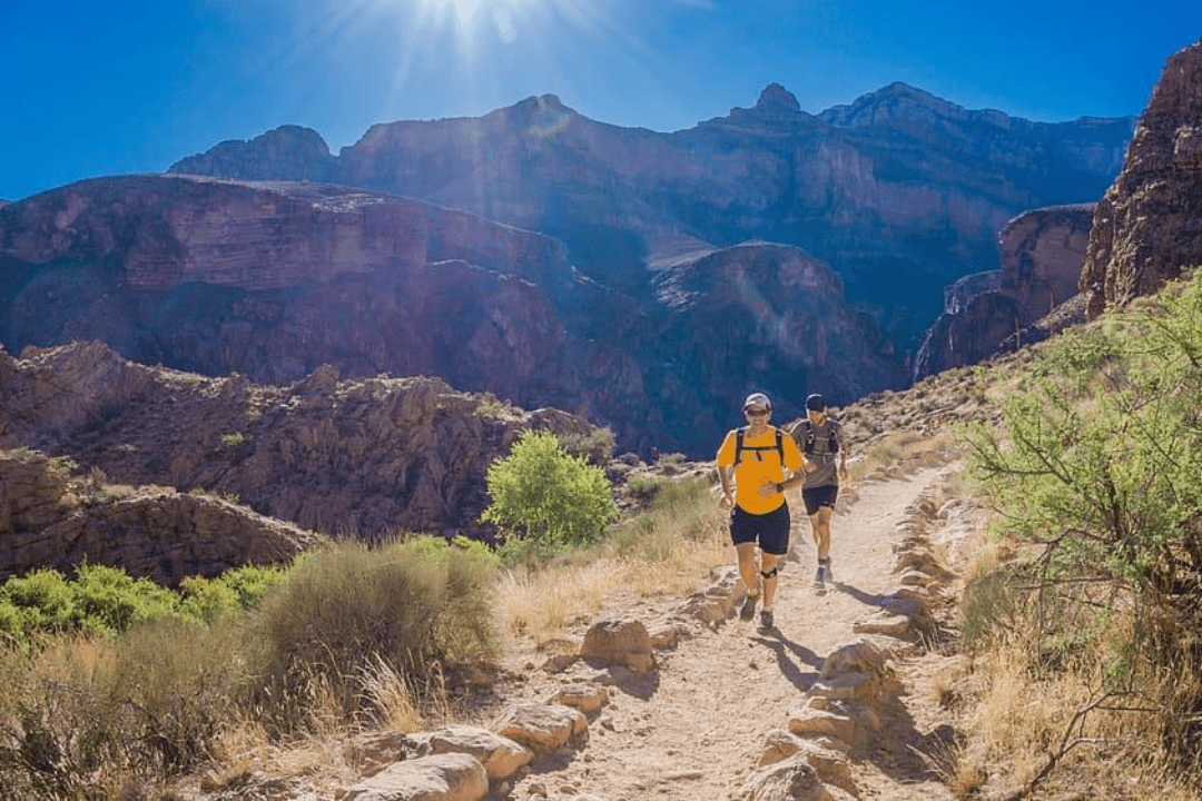 running through a mountain pass