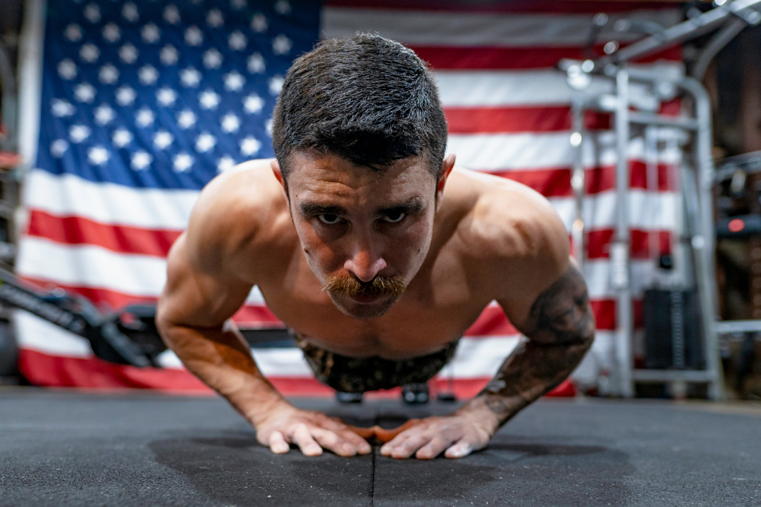pushups with an american flag